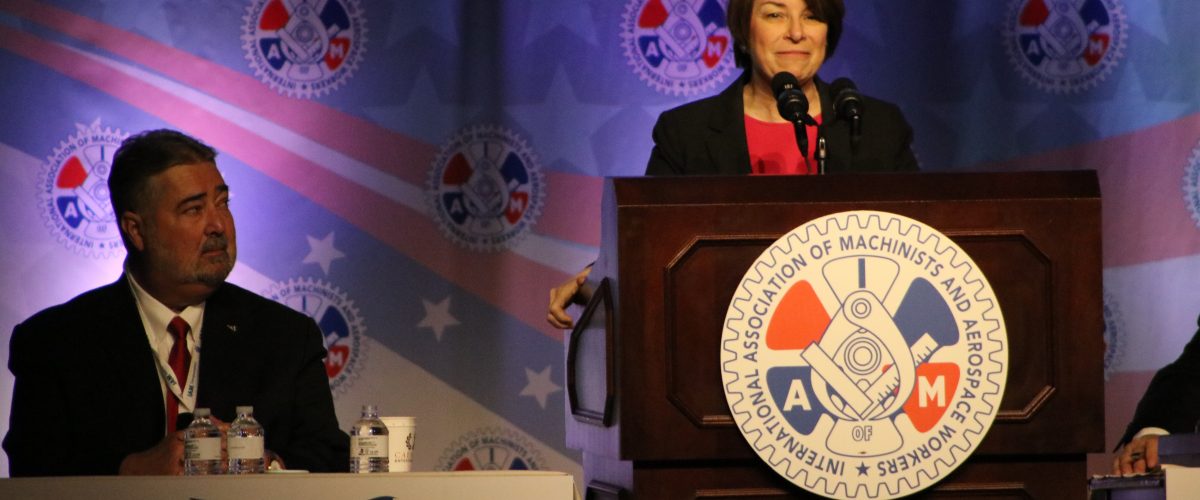Amy Klobuchar puts her presidential credentials to the IAM